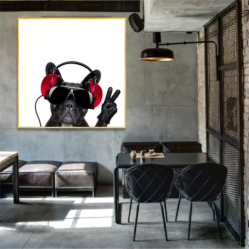 有趣动物狗帆布画壁画海报墙壁艺术现代装饰画