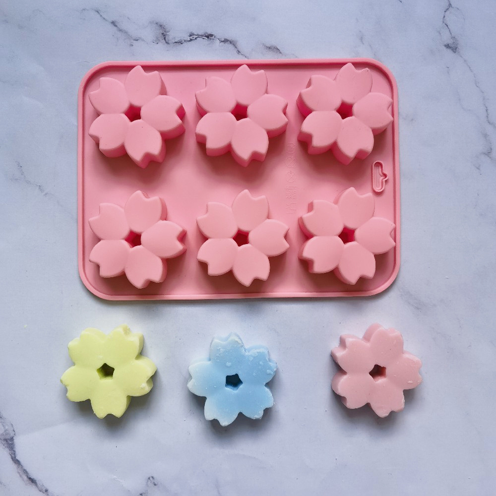 6 flores de cerezo 15 molde de silicona pastel helado pudín molde de postre jabón utensilios