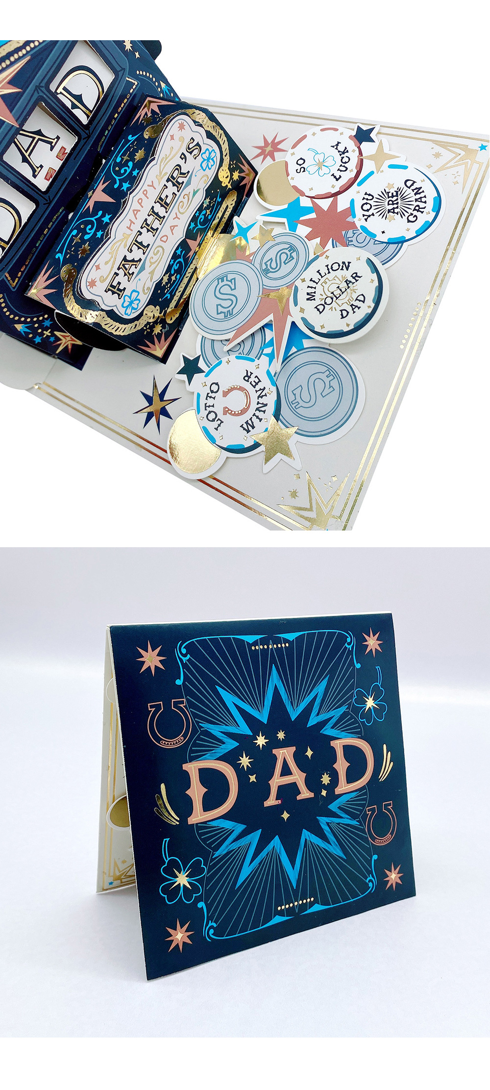 Father'S Day Festival Letter Pattern Vintage Style Style Bronzing Craft Father's Day Vintage Style Letter Paper Party Street Card