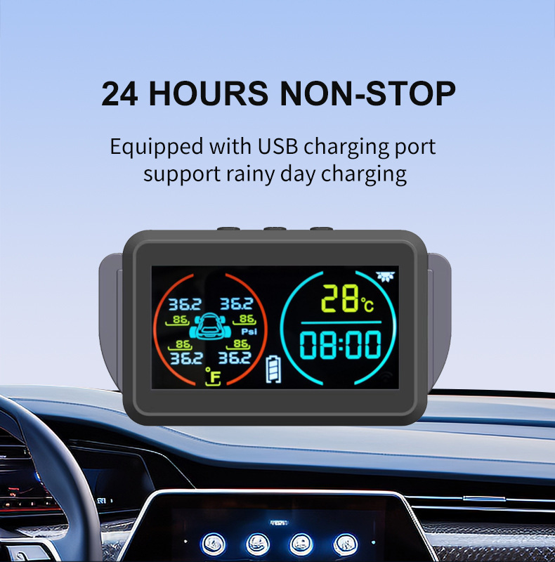 Cross-Border T14 Time and Temperature Display Large Screen Tire Pressure Monitor Built-In External Car Universal Wireless Solar