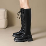 Демисезонные высокие сапоги на платформе