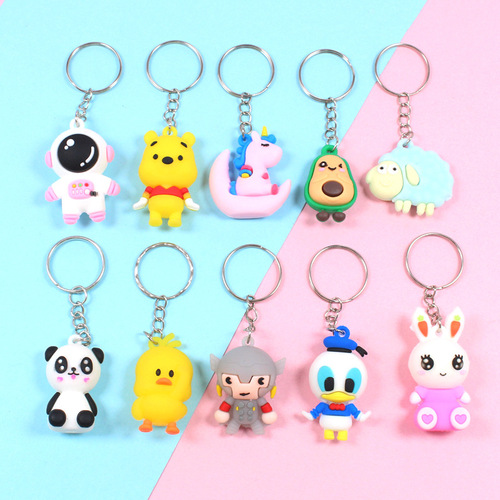 Cartoon small three-dimensional keychain advertising gifts student schoolbag pendant accessories kindergarten prize key pendant