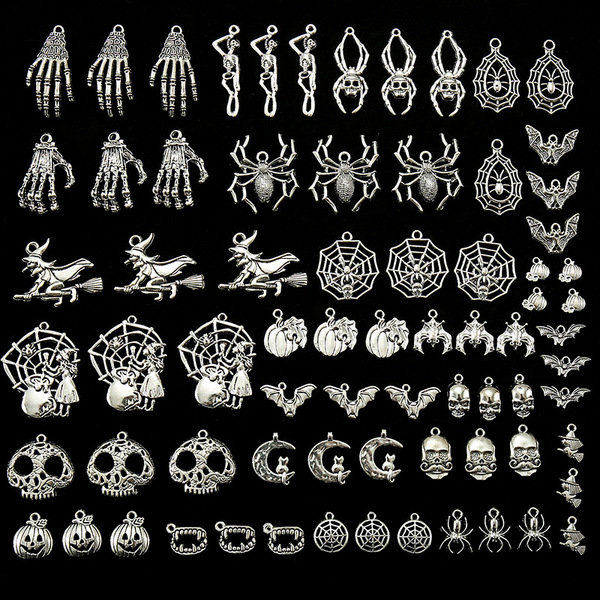 24 ancient silver skull pendant alloy DIY jewelry accessories…