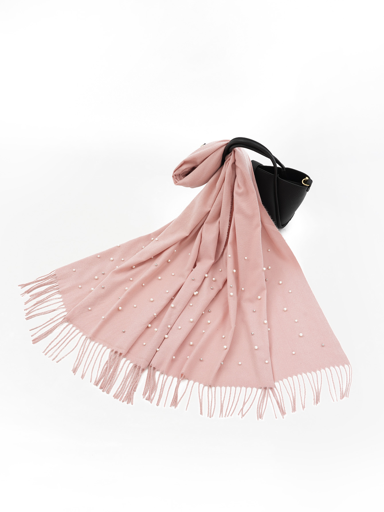 Vente chaude nouvelle automne et hiver couleur unie cheveux épineux clou perle châle en Europe et en Amérique, écharpe femme gland chaud épaissi_voghion.com