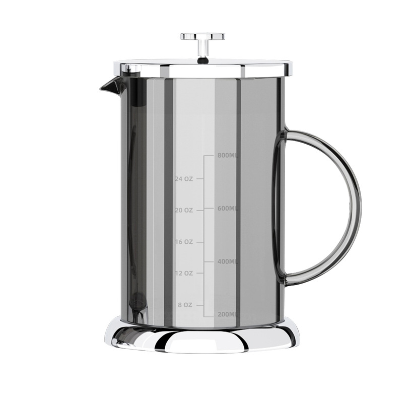 French Press Pot with Ion-Plated Glass, Coffee Press Pot, Tea Brewing Pot, Tea Maker, 1000ml, Simple Style