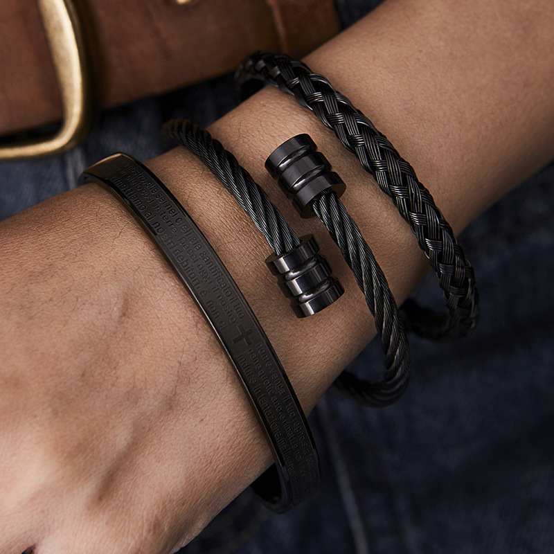 Conjunto de tres piezas de Jinwen de cabeza redonda negra