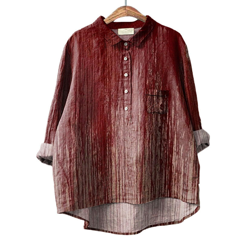 2025 Cross-Border Amazon New Women's Long Sleeve Lapel Shirt Halloween Evil Funny Pattern Printed Shirt