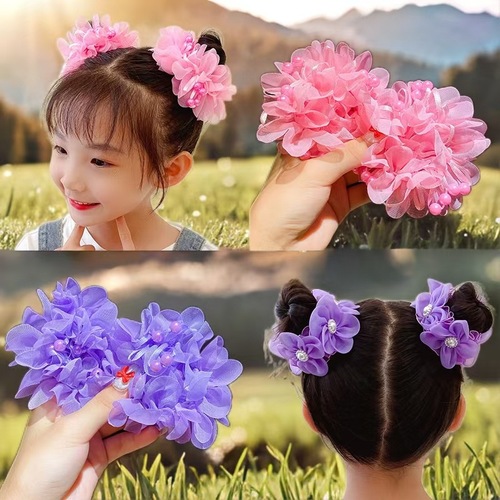 Baby girl festive hair flowers, pearl hair accessories, sweet bun head, hair flowers, baby hairstyle, pretty hair tie, cloud-shaped hair decoration