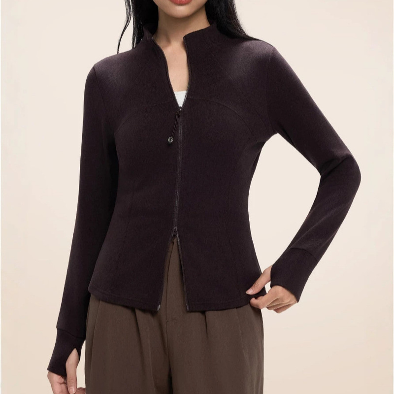 Slim-fit waistcoat with a high-end feel for petite women, half-high collar outerwear, slim-fit base shirt, slimming sweatshirt top for women Slim-fit waistcoat with a high-end feel for petite women, half-high collar outerwear, slim-fit base shirt, slimming sweatshirt top for women