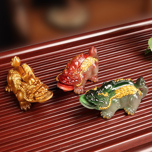 Color-changing tea pet small decorative piece gold toad toad ox can be placed on tea table tea tray tea set accessory exquisite tea ceremony accessories fortune-bringing