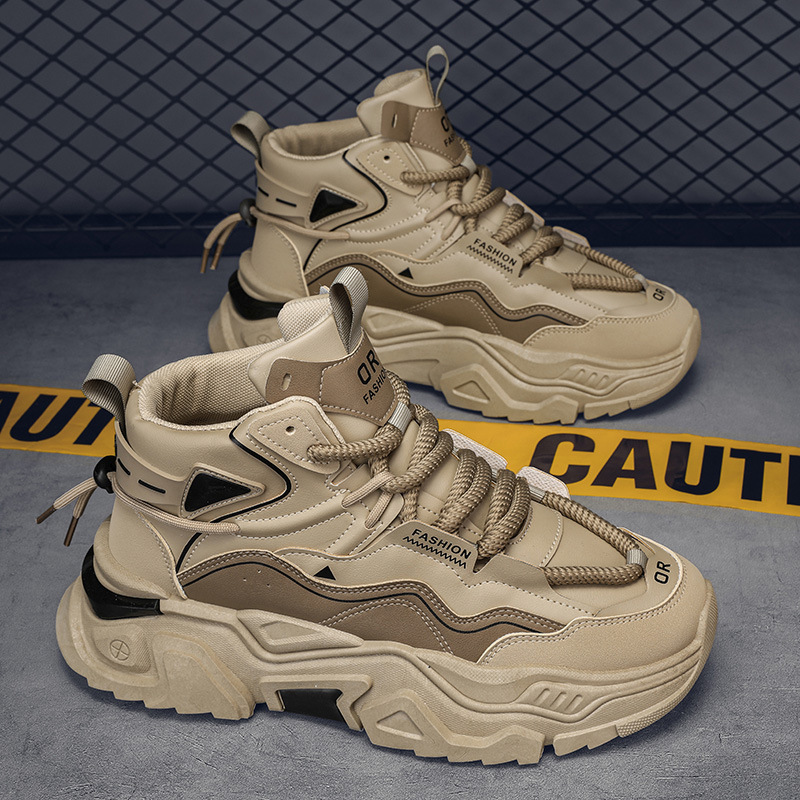 男性のファッション靴のネットの赤い爆発の小さい大衆の設計の復古の低い組の厚い底はおじさんの靴のファッションの男性の旭恒工場を高く上げます。