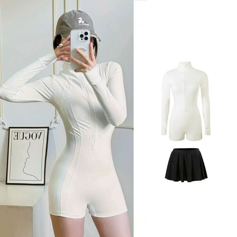 女性用サーフィン水着、長袖ボクサーパンツ、プロ仕様の日焼け止めUPF50+女性用ワンピース速乾ウェットスーツ、クラゲスーツ|undefined