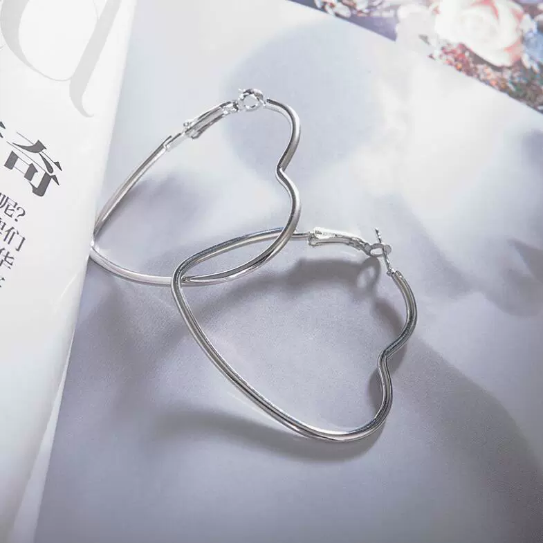 Сердечные серёжки-каффы, европейский стиль, металлическая зажимная застёжка, простой элегантный дизайн, золото/серебро