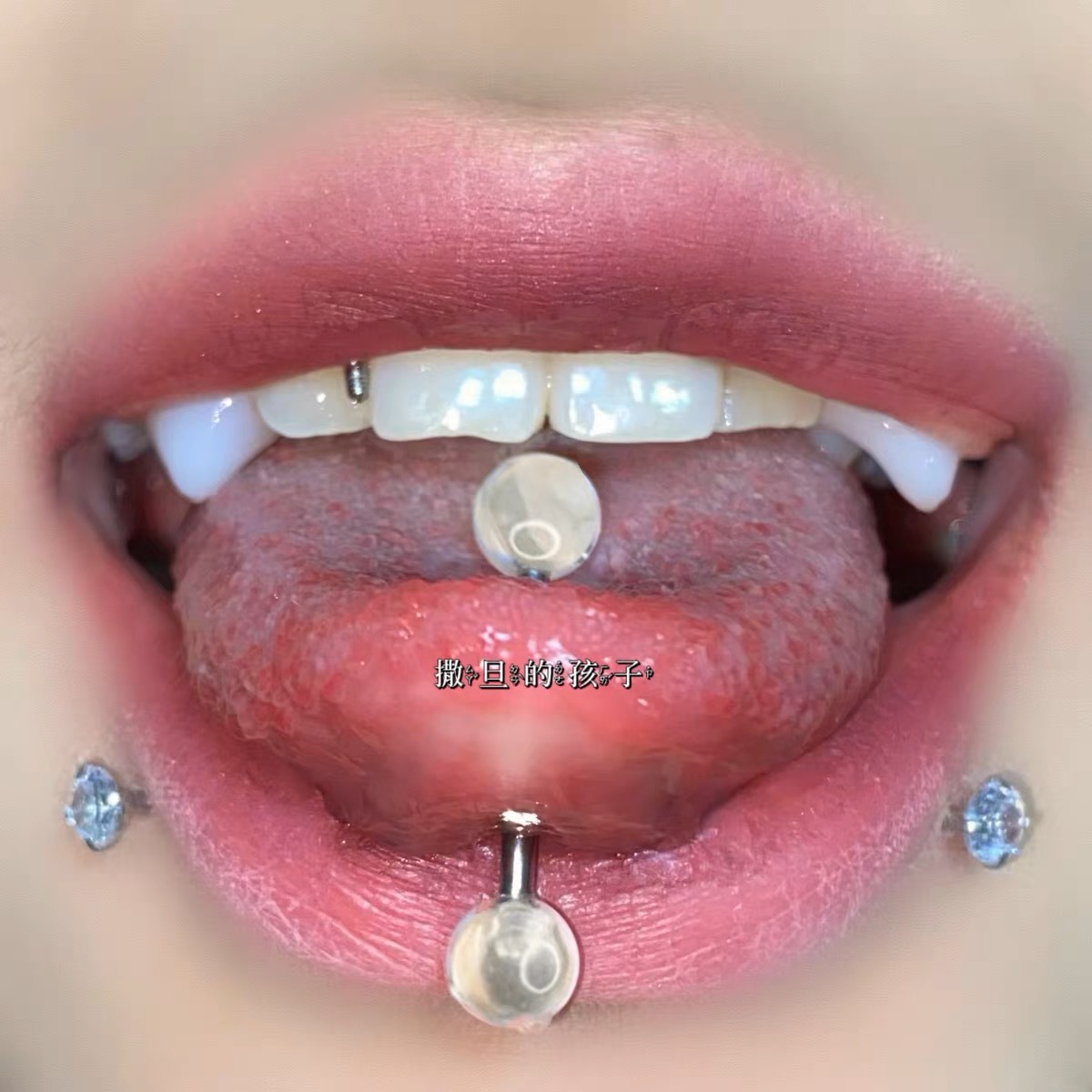 Labret stud lip piercing jewelry styling detail