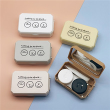 卡通隐形眼镜盒可爱美瞳近视伴侣盒替换盒收纳盒一体镊子批发6650