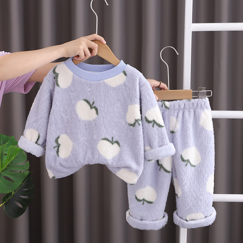 Conjunto de pijama de franela de otoño e invierno para niñas