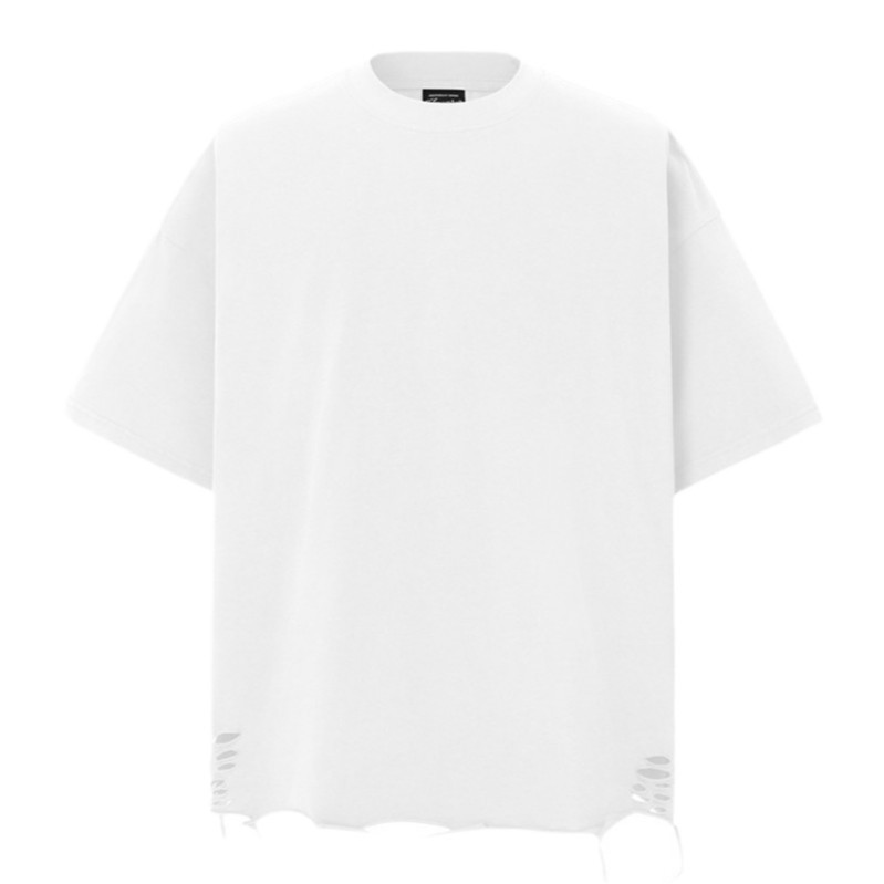 Camiseta de manga corta apilada en la calle alta de la marca de moda pesada de 250g para hombres de algodón puro con camisa de fondo suelta para hombres de verano