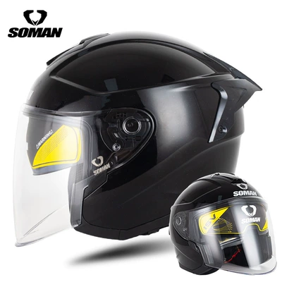 Motosiklet kaskı (dəbilqə) – Outdoor Riding All-Season Three-Quarter Safety - bright-black-s