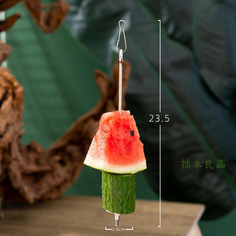 オウム鸟用フルーツフォークステンレス野菜トウモロコシフックフルーツクリップフィーダーおもちゃ鸟ケージアクセサリー用品|undefined