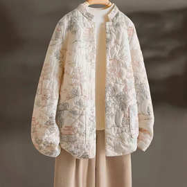 重工冬服棉袄刺绣棉服外套女装2025新款高级感秋冬季款新中式棉衣