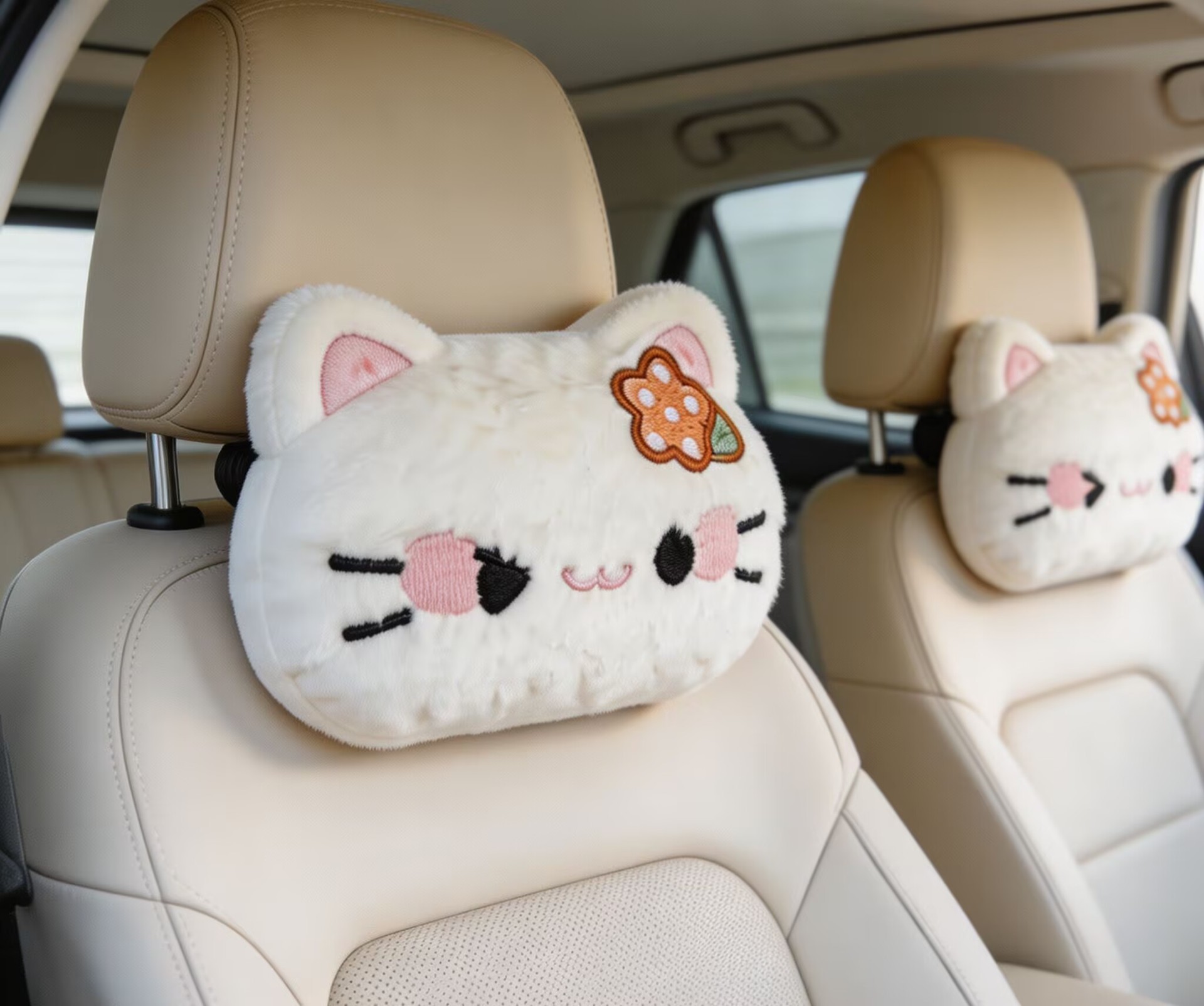 Kt Cat Plush Stuffed Toy Cartoon Car Headrest Pillow Neck Pillow Cute Car Headrest