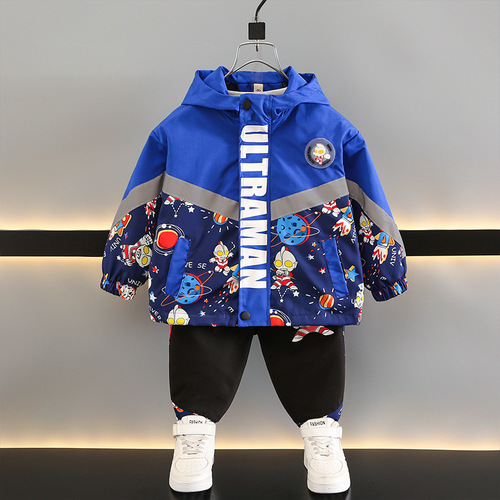 Ultraman clothing boys' coat spring and autumn new Korean-style stylish cool fashionable children's autumn trench coat trendy baby