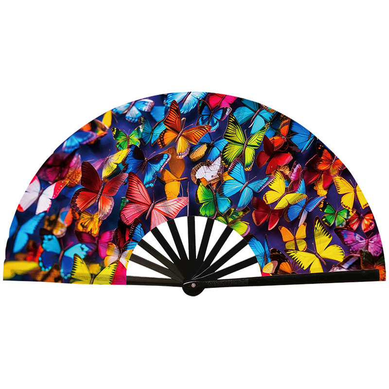 Abanico Plegable de Kung Fu de Plástico, Colorido, para Conciertos y Fiestas