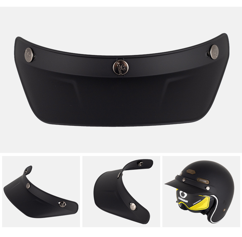 Motorcycle Helmet Brim Retro Helmet Three-Button Style Motorcycle Half Helmet Sunshade Electric Vehicle Summer Helmet Brim Kb68