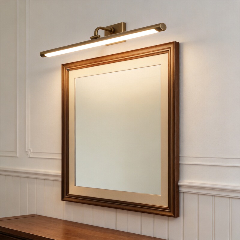 All-Copper Mirror Front Light Led Bathroom Vanity Mirror Cabinet Light American Retro Dressing Table Makeup Mirror Wall Light