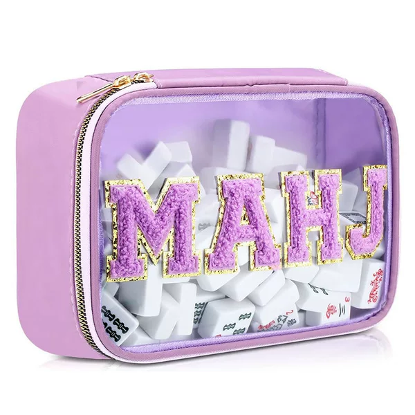 Cross-Border Embroidered Letter Makeup Bag, Travel Bag, Portable Toiletry Bag, Large Capacity Mahjong Bag, Pvc Storage Bag Wholesale