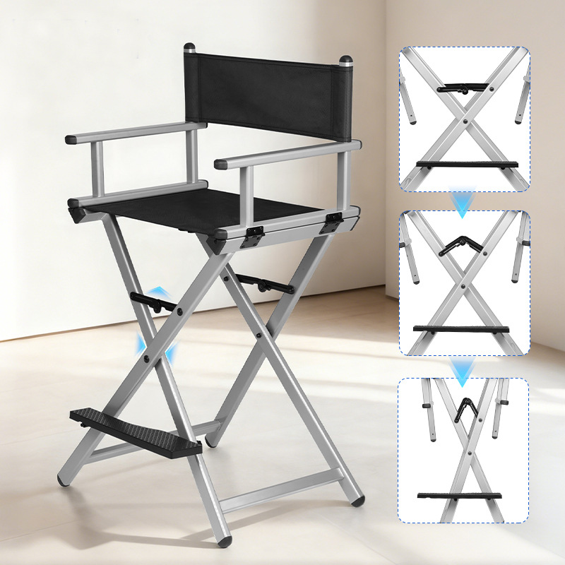 Silla plegable de aleación de aluminio Qihui, silla de maquillaje especializada para maquilladores, popular en estudios fotográficos, silla de director portátil para exteriores.