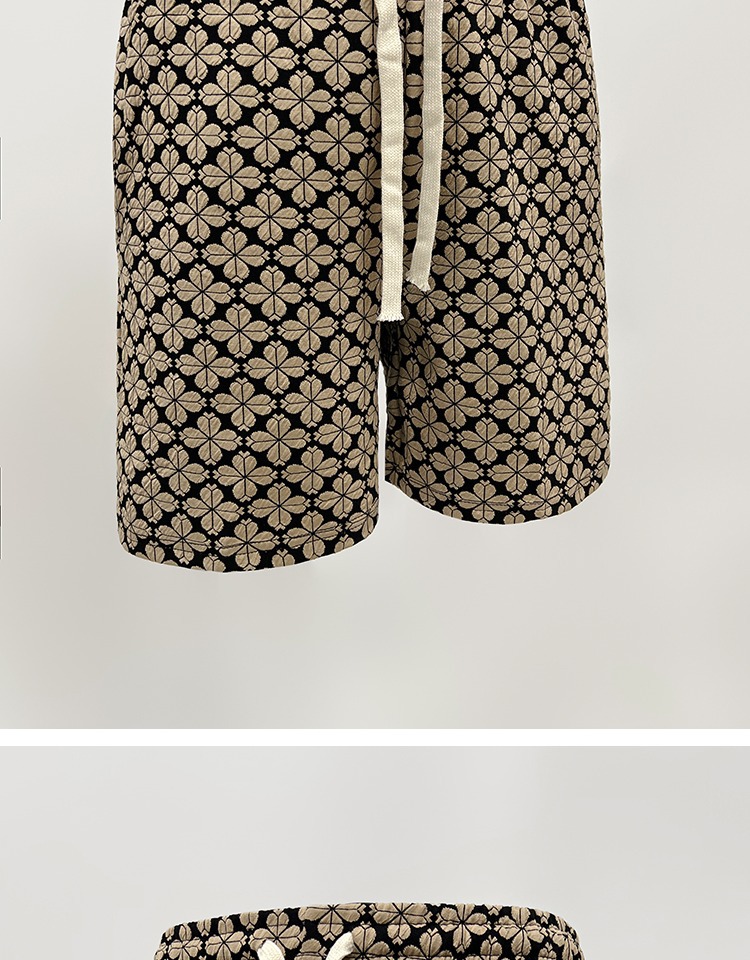 Men's Women's Trendy Houndstooth Casual Straight Leg Loose Fit Summer Shorts All Over Floral Print Beach Clothing_viptrois.com