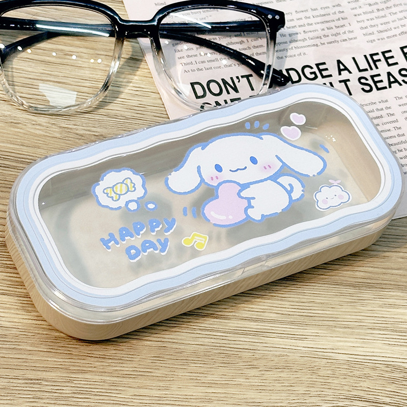 Estuche para gafas moderno con un toque de alta gama, diseño ondulado y bonito, estuche transparente portátil para gafas, estuche para gafas de miopía, estuche para gafas infantiles.