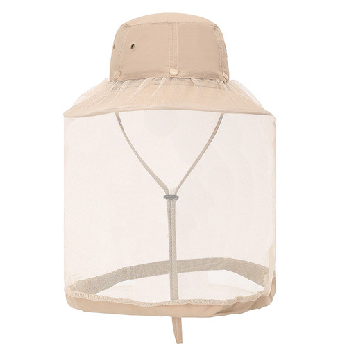 Outdoor fishing anti-snatch big-brimmed hat Breathable mesh anti-mosquito sun visor Storage mesh men's and women's hats