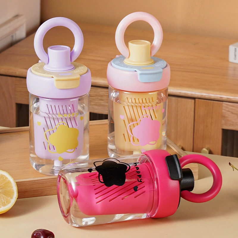 Capacious high quality plastic tea cup with glass, handheld glass