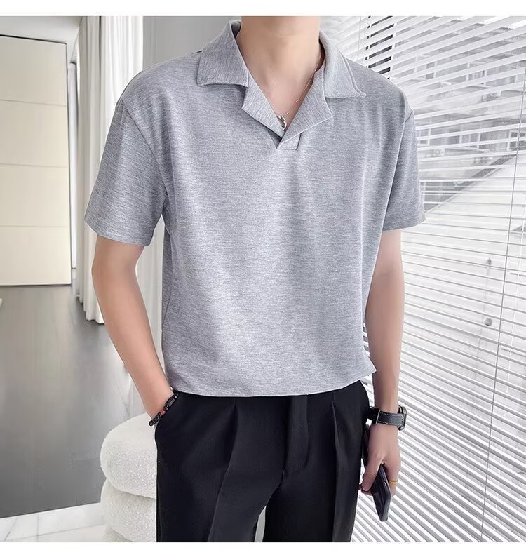 Camicia collo cubano uomo oversized texture waffle maniche corte_voghion.com