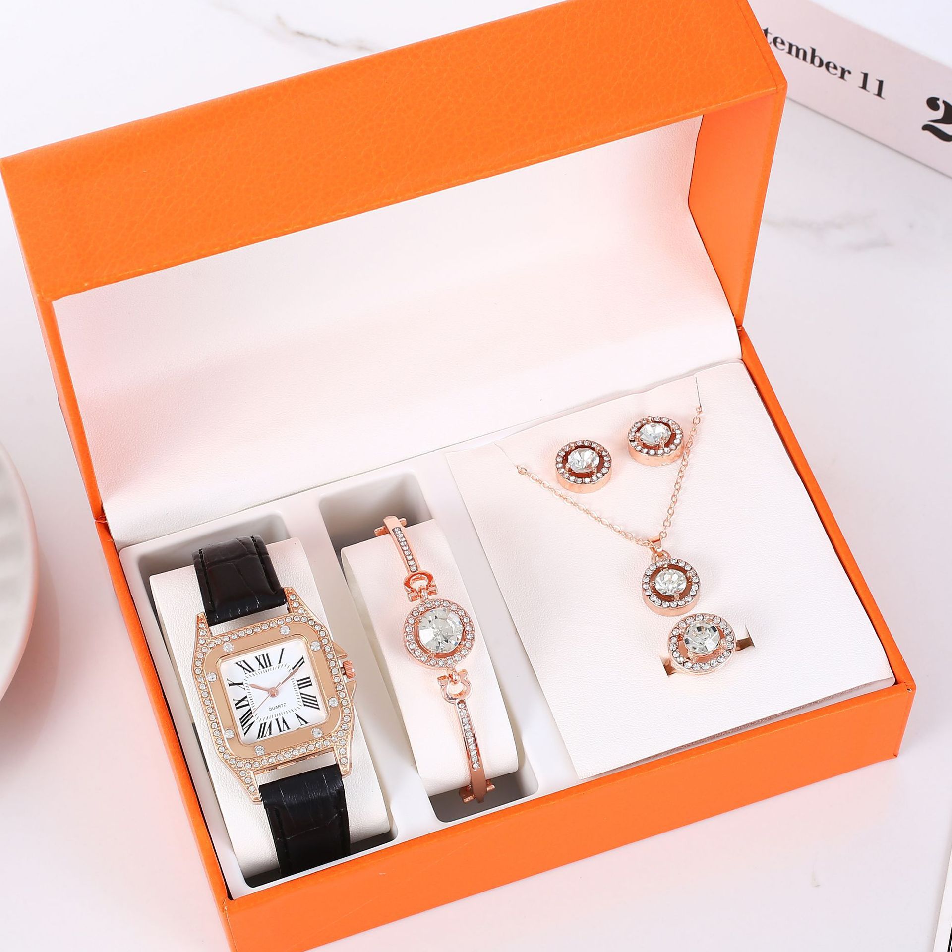 Orologio da donna cinque pezzi completo commercio estero quarzo Con scatola Orologio da polso set_voghion.com