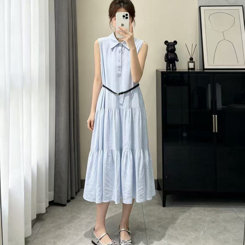 M2026 Summer Two-Piece Dress Set, Linen Sleeveless Shirt Dress, Women's Belt Cake Skirt, Slimming Dress M2026 Summer Two-Piece Dress Set, Linen Sleeveless Shirt Dress, Women's Belt Cake Skirt, Slimming Dress
