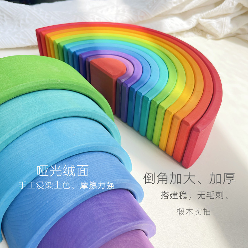 Bloques de construcción de arco iris grandes, superpuestos, superpuestos, cognición de alto color, rompecabezas de jardín de infantes, fabricantes de bloques de construcción de educación temprana al por mayor