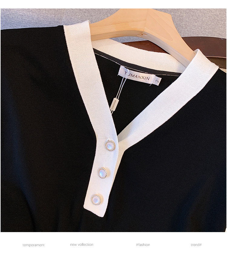 Vêtements pour femmes robe col rond tricotée en soie glacée jupe d'été mi-longue slim mm 200/300 livres_voghion.com