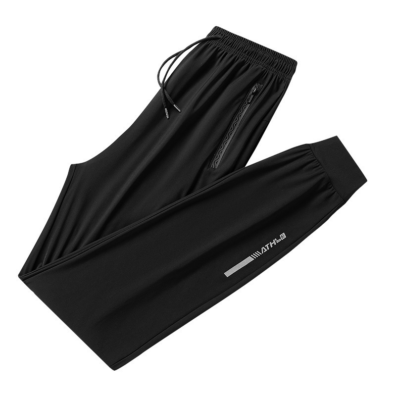 Pantalones de verano de hielo para hombres pantalones casuales de aire acondicionado pantalones delgados transpirables pantalones deportivos elásticos pantalones grandes transfronterizos rápidos