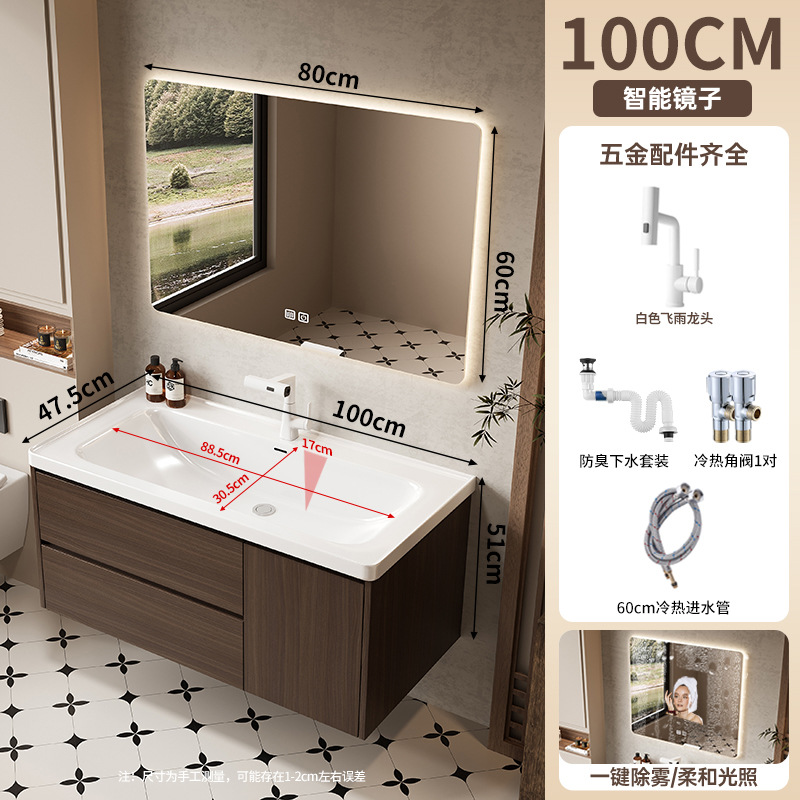 gabinete de baño de madera maciza a prueba de humedad 18CM cuenca profunda cerámica en una cuenca gabinete de baño de madera de nuez lavabo en una cuenca image 23