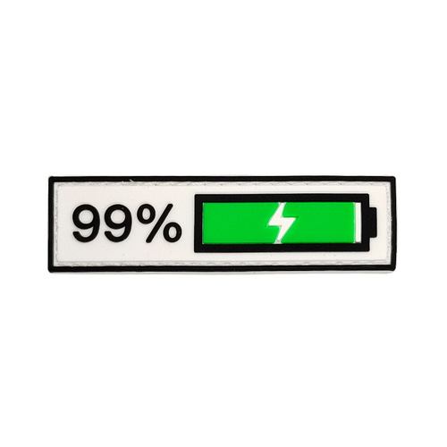 Embroidered 3D Rubber Velcro Patch Battery Display Charging 99% Remaining Battery 1% Personalized PVC Badge