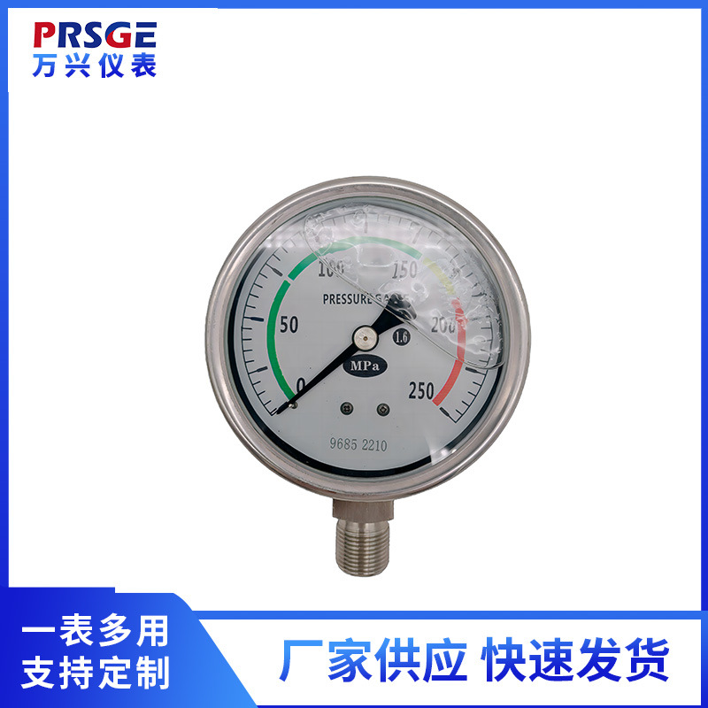 厂家供应压力表 全不锈钢石油矿井压力表 超高压250MPA压力表