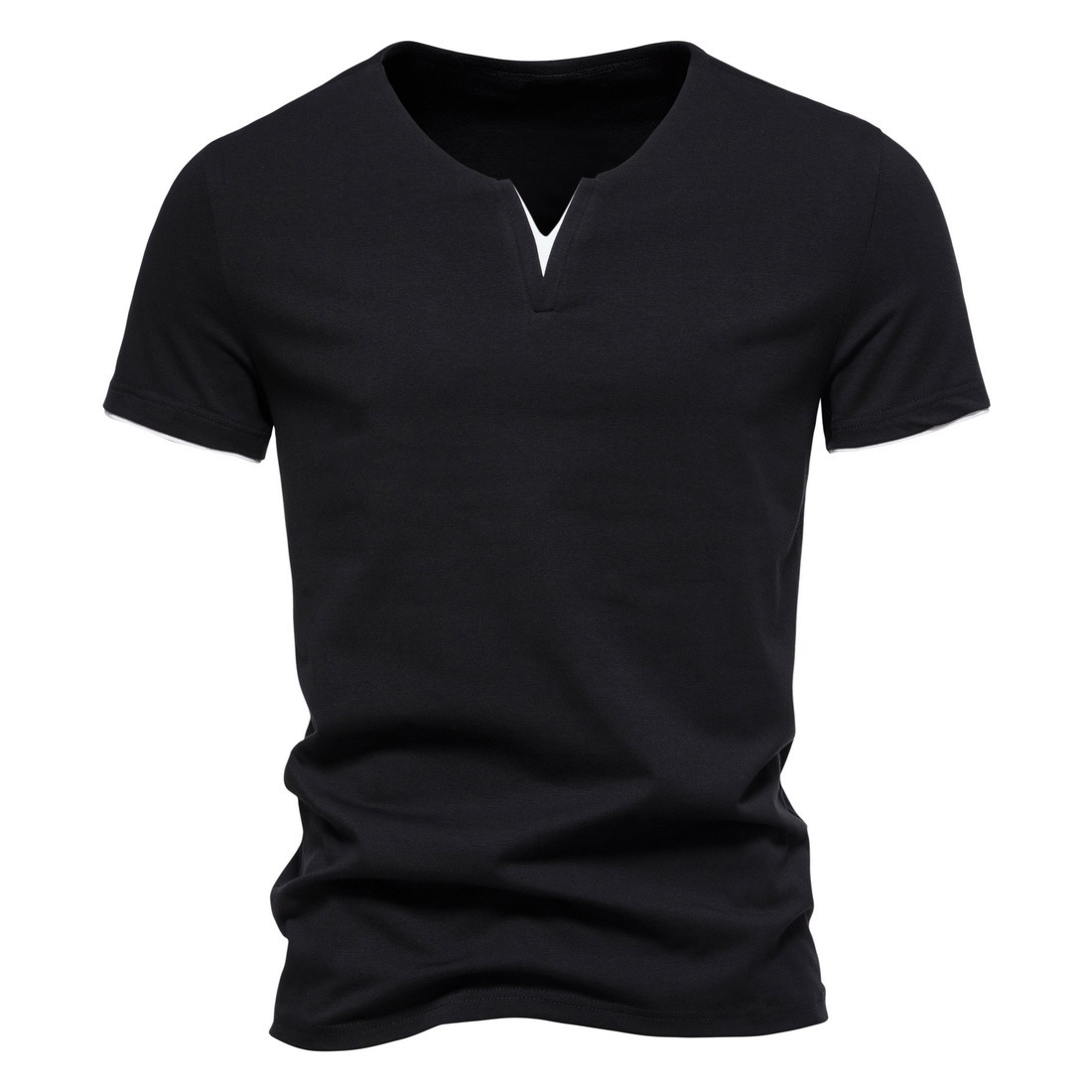315g Weight Short Sleeve Sleeve Length Regular Sleeve Sleeve Type Polyester Fabric Type Regular Top Length T-shirt Tops Type Casual Occasion V Neck, Collarless Neckline Regular Fit Fit Type Solid Color Pattern Summer Season Men's Gender British Style Style Men's Solid Color T-shirt Men's Clothing 8