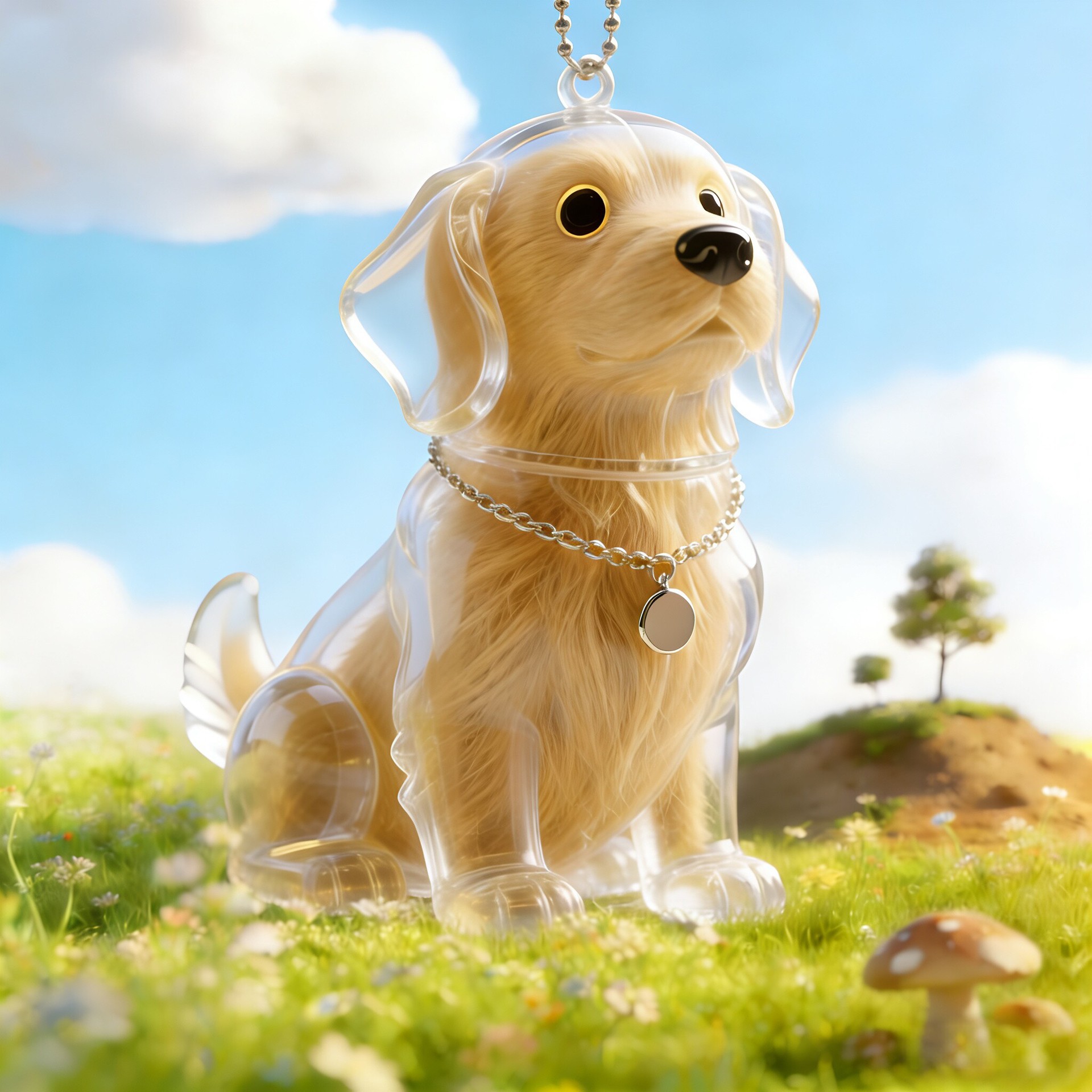Caja de almacenamiento para perros y gatos colgantes de pelo transparente colección de almacenamiento cápsula bolsa colgantes de llaver