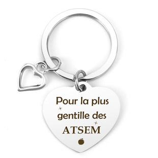 Cross-Border Hot Sale 2025 Teacher’S Day Gift - Stainless Steel with Cut Out Heart Pendant French Engraved Keychain