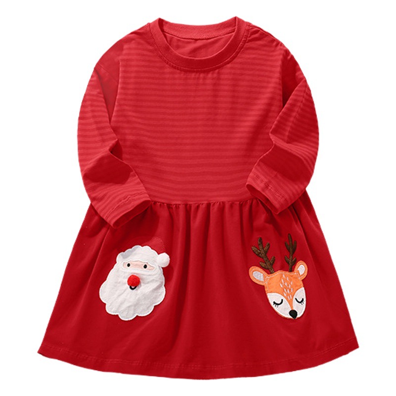 En stock malwee vestido para niños otoño nuevo vestido para niños europeos y americanos cuello redondo manga larga vestido de princesa para niña
