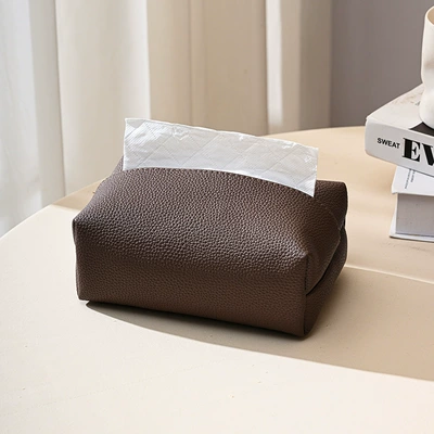 Car tissue box/set storage box, solid color leather tissue - pigeon-gray
