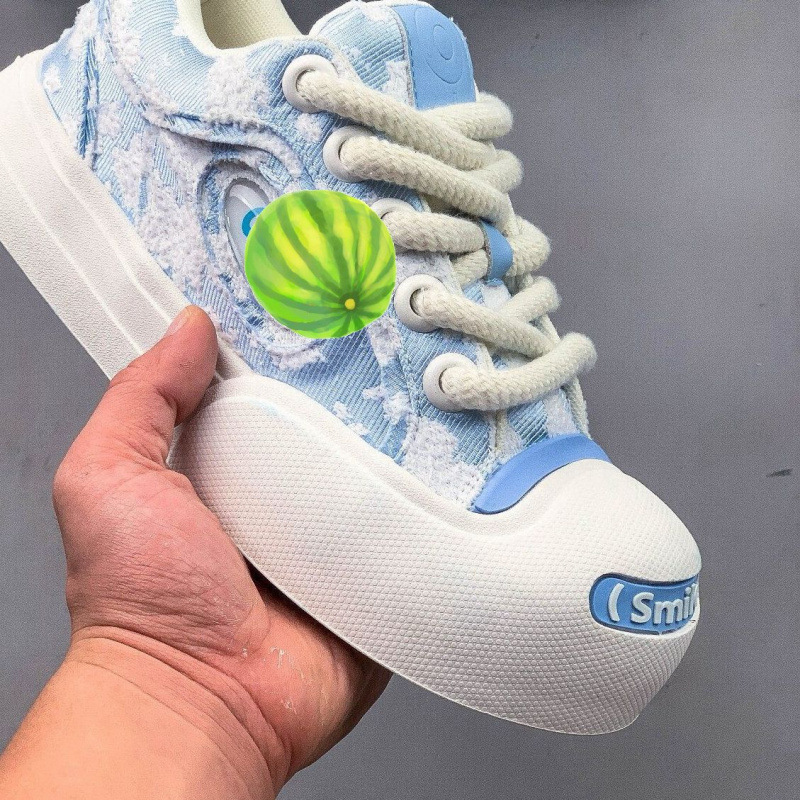 Putian 24 High Verion Open Smile Canva Thick Sole Height Increaing Ugly Cute Round Toe New White Shoe Couple_vogvips.com